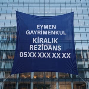 Emlakçı bez baskı afişi